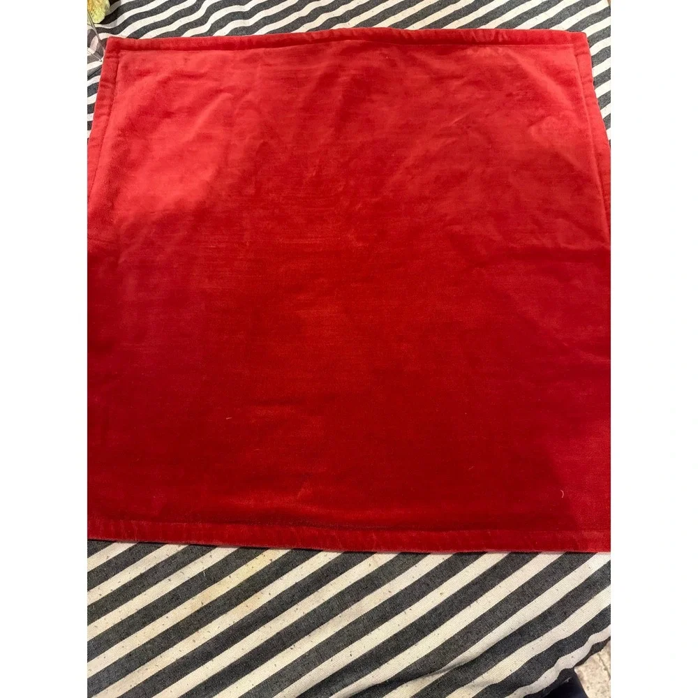 Pottery Barn Red Velvet Square Pillow Cover 20x20 Hidden Zipper Solid Sham